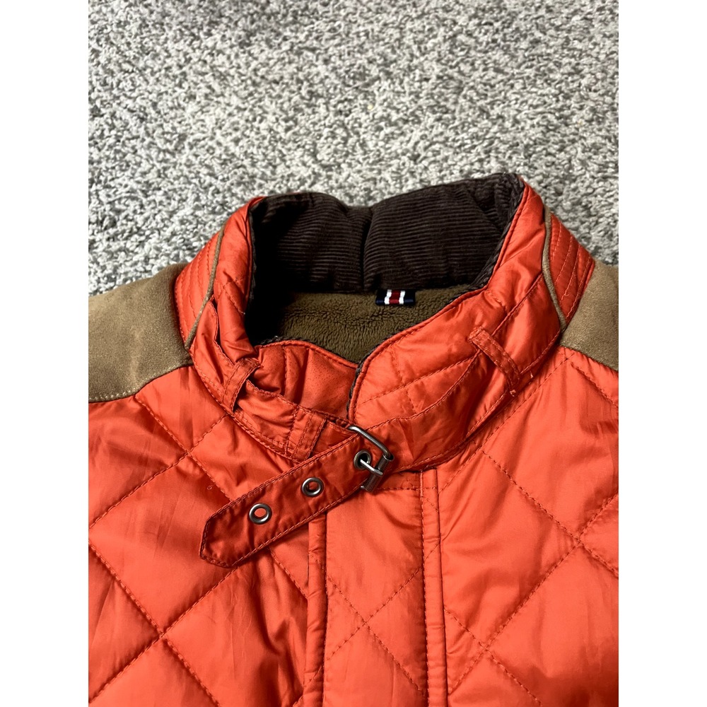 Tommy Hilfiger‎ Vest Women's L Orange Quilted Faux Fur Corduroy Full Zip Pockets - Picture 3 of 16